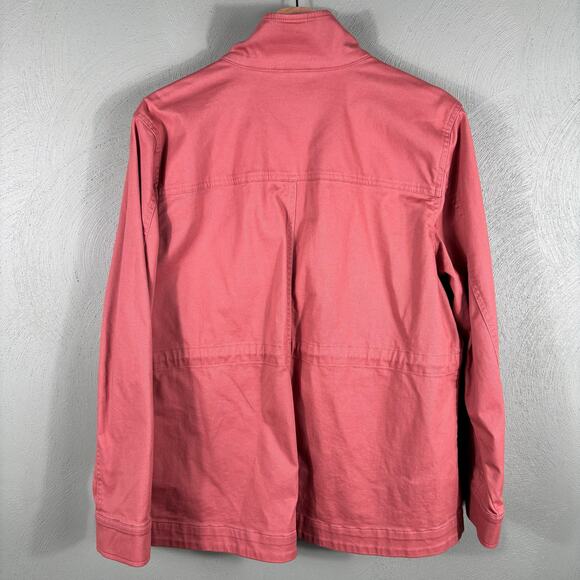 LL Bean Jacket Women Large Old Rose Zip/Snap Front Pocket Classic‎ Chore Utility - Picture 2 of 12